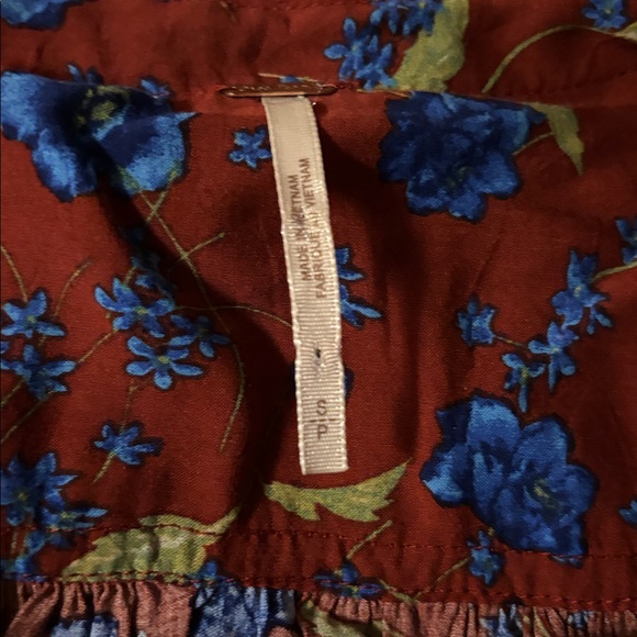 Free People Floral Button-Front Burgundy Mini Dress - Picture 4 of 11